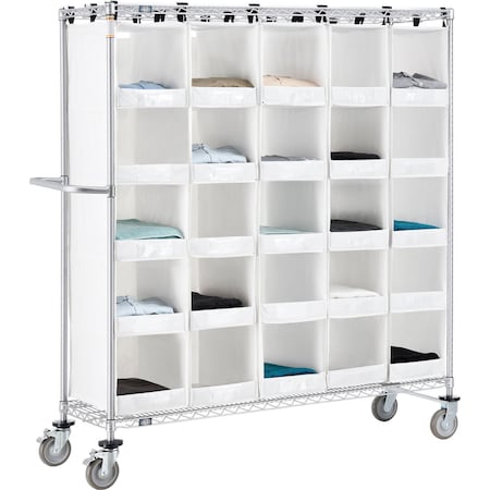 Nexel Stock Picking Truck, Single Sided, 25 Cells, 60inL x 18inW x 69inH, White 800446